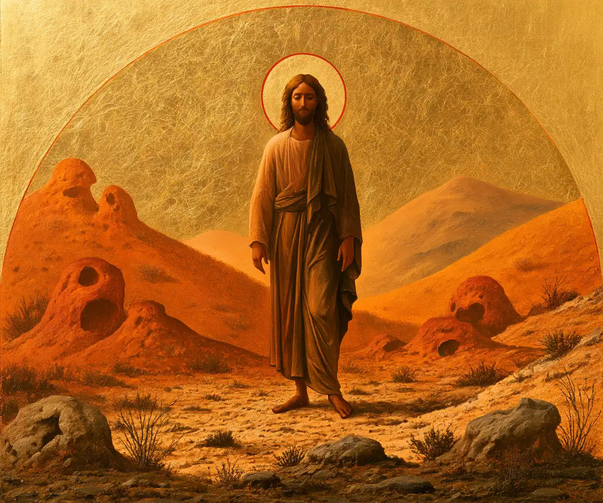 Jesus in the Desert - Contemporary Byzantine - Christian artwork collection