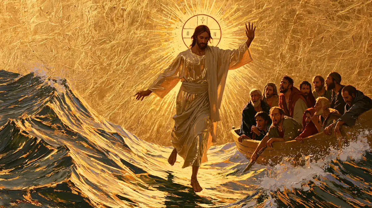 Jesus Walking on Water - Sacred Gold - Christian artwork collection