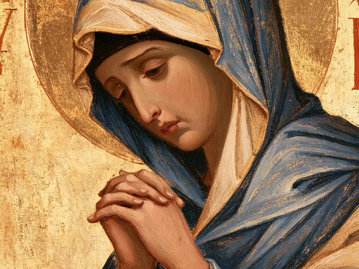 Virgin Mary in Prayer - Contemporary Byzantine - Christian artwork collection
