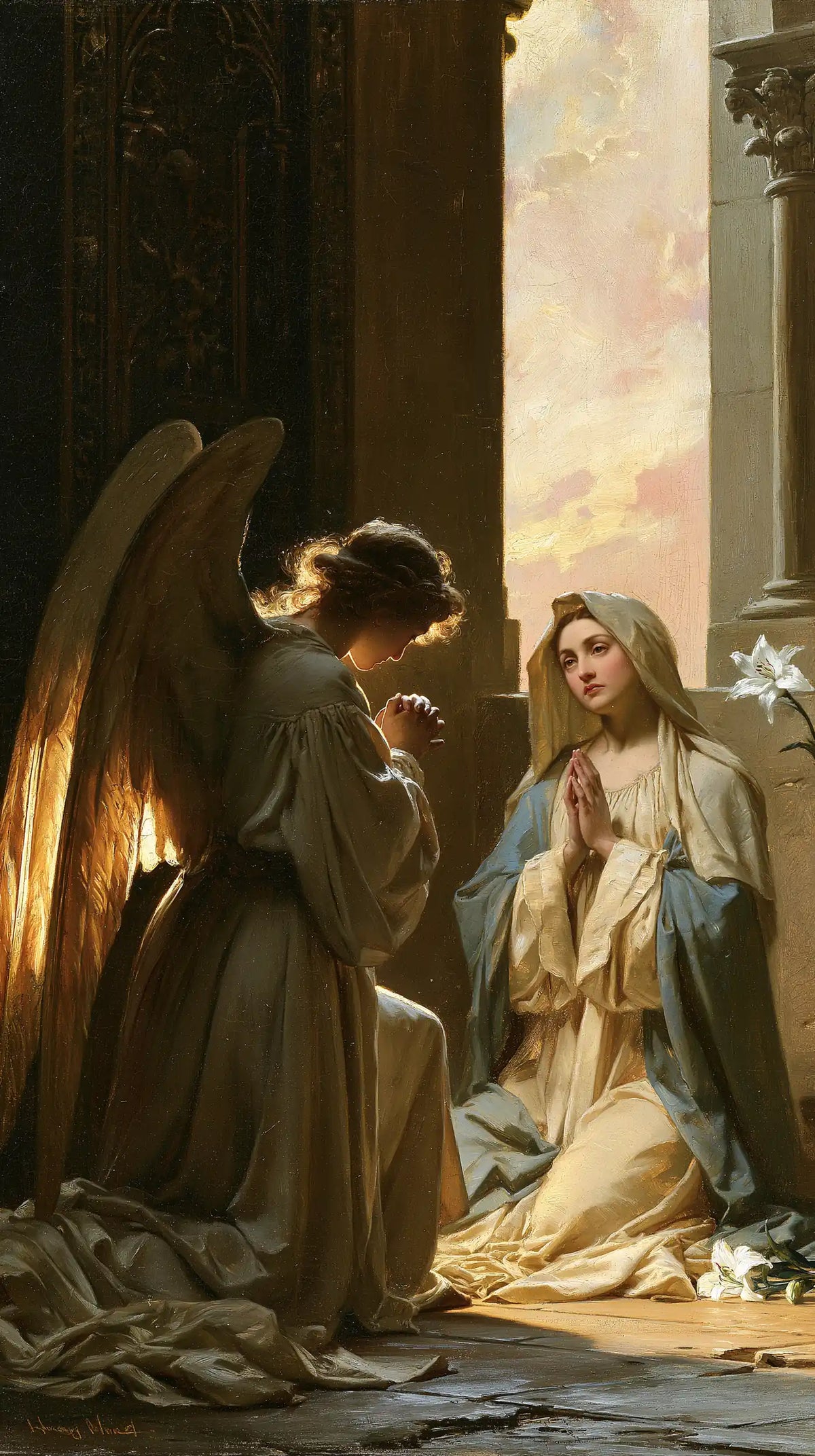 the Annunciation at dawn in The Annunciation at Dawn style, portrait Christian artwork no. 5