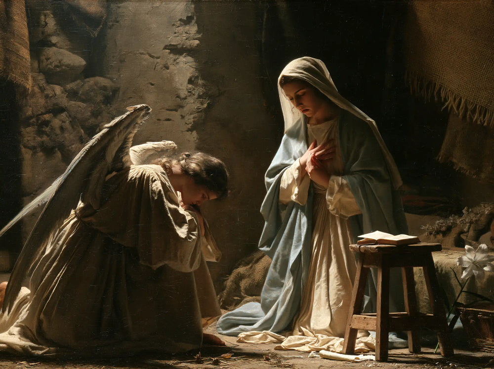 the Annunciation in the chamber at Nazareth in The Chamber in Nazareth style, landscape Christian artwork no. 4