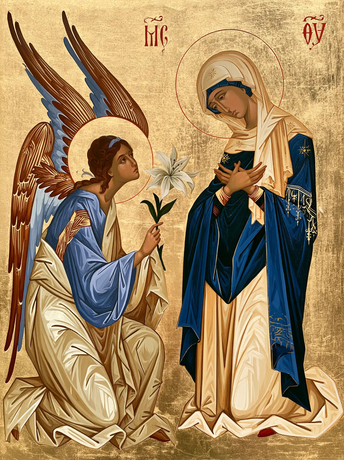 the Annunciation in a contemporary Byzantine icon in Contemporary Byzantine style, portrait Christian artwork no. 12