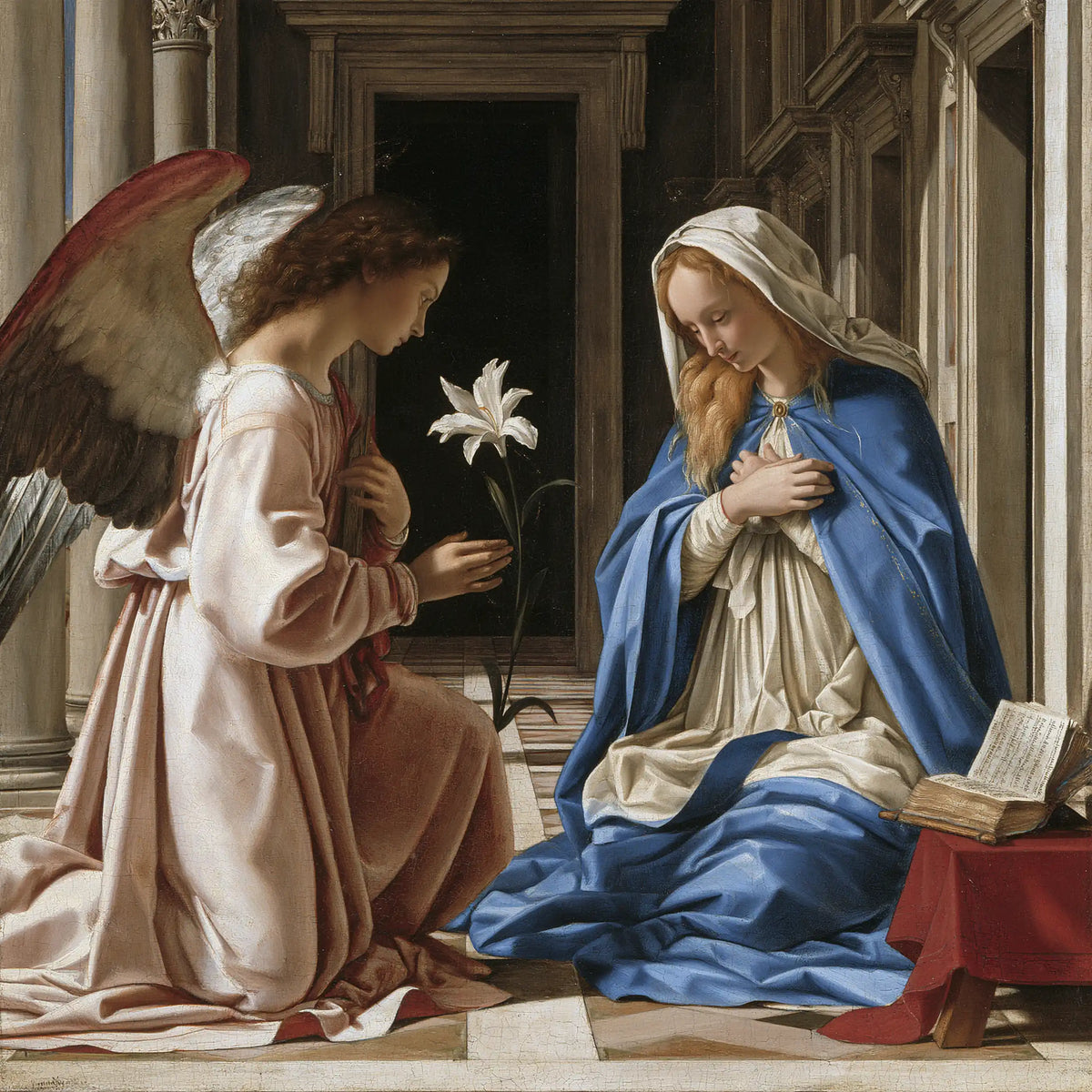 the Annunciation in Florentine Renaissance style in Florentine Renaissance style, square Christian artwork no. 3