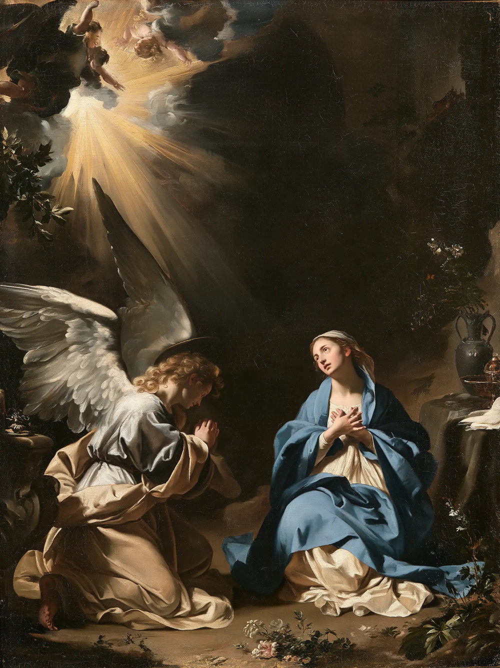 Gabriel in radiant light at the Annunciation in Gabriel in Radiant Light style, portrait Christian artwork no. 11
