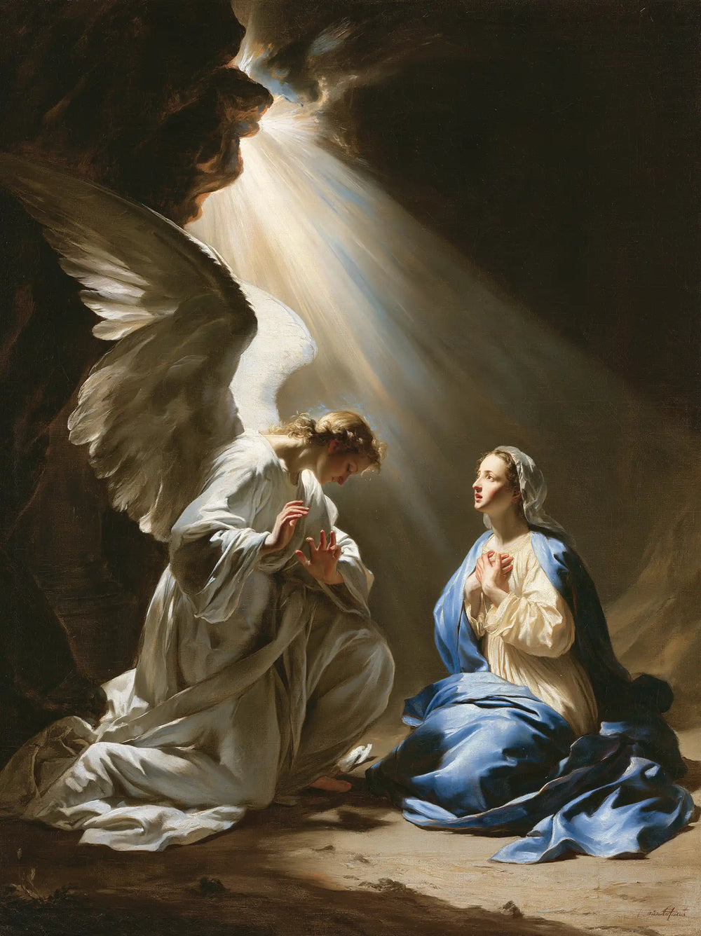 Gabriel in radiant light at the Annunciation in Gabriel in Radiant Light style, portrait Christian artwork no. 12