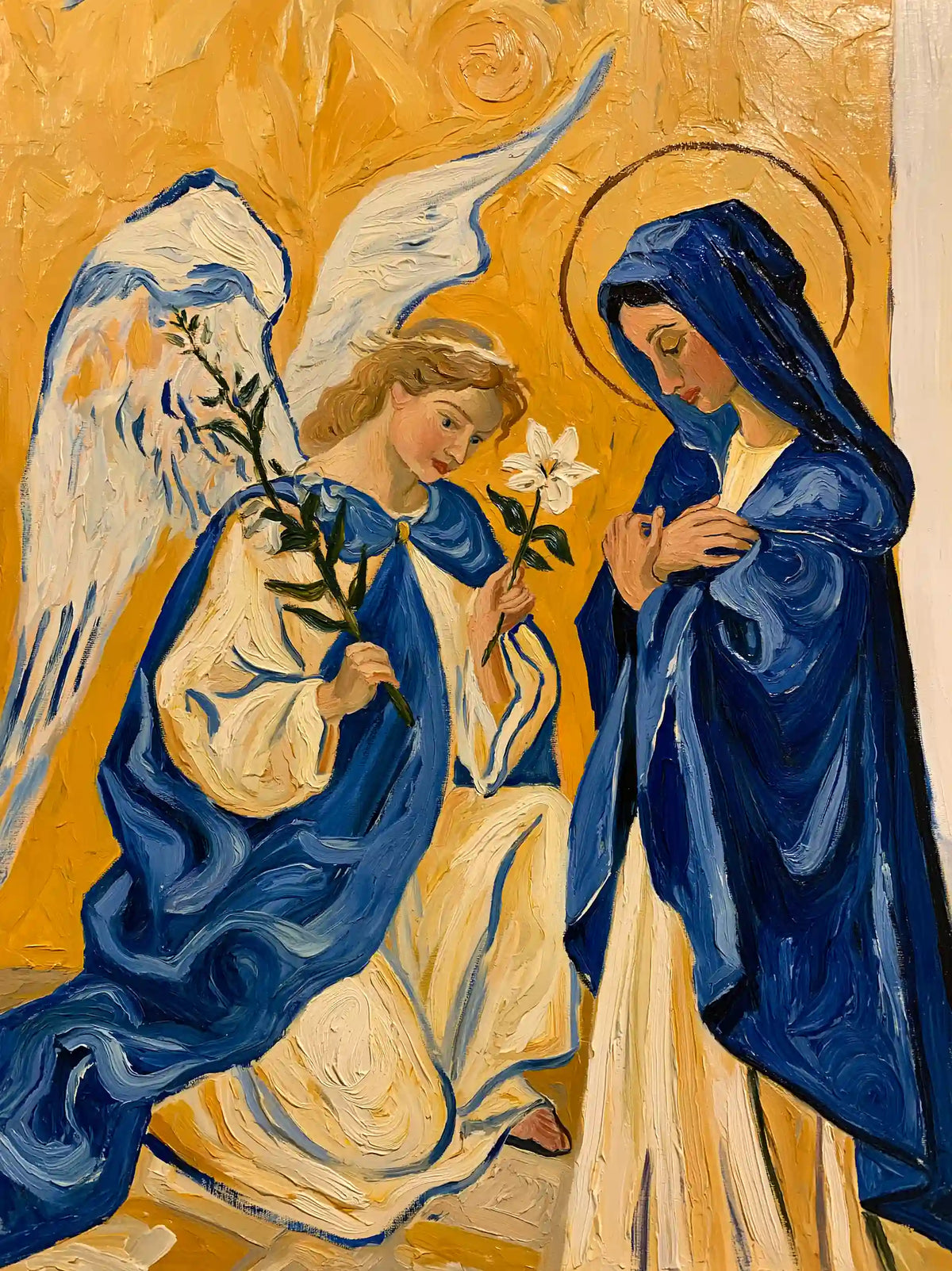 Annunciation under a Golden Sky – Post-Impressionist Art · Portrait