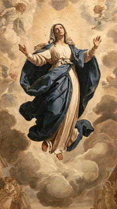 The Assumption of Mary — Hands Raised in Faded Gold