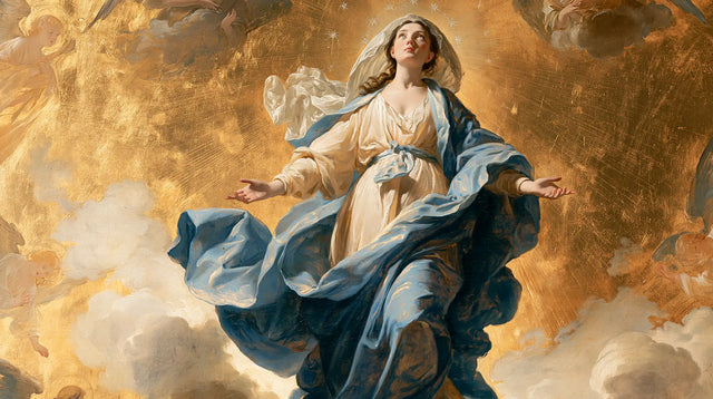 The Assumption of Mary — The Blue Knot Beneath the Upturned Gaze