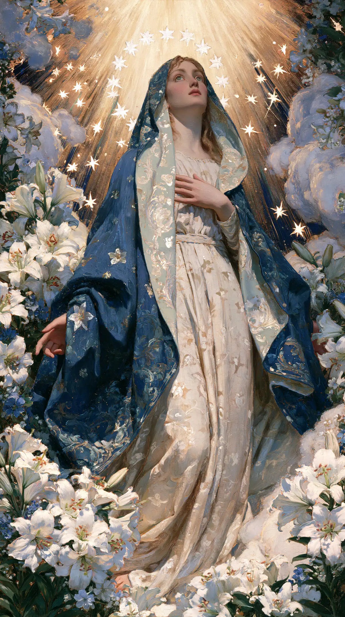 The Assumption of Mary — The Hand Over the Heart Amid Lilies