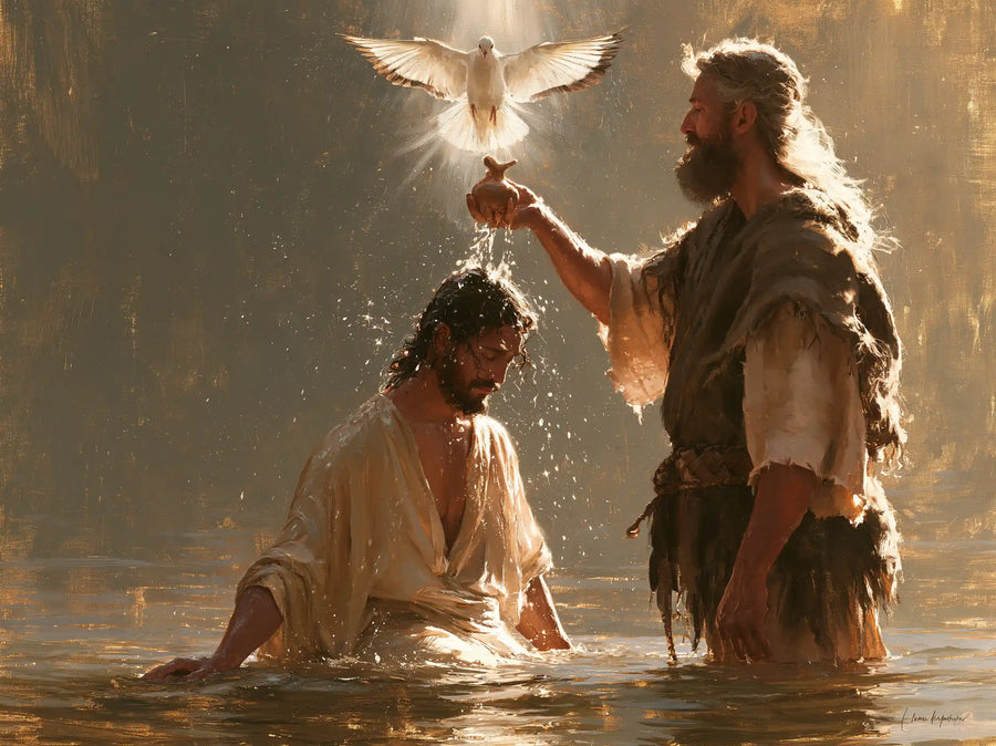 The Baptism of Jesus – Sacred Gold · Kneeling in the Jordan · Landscape no. 1
