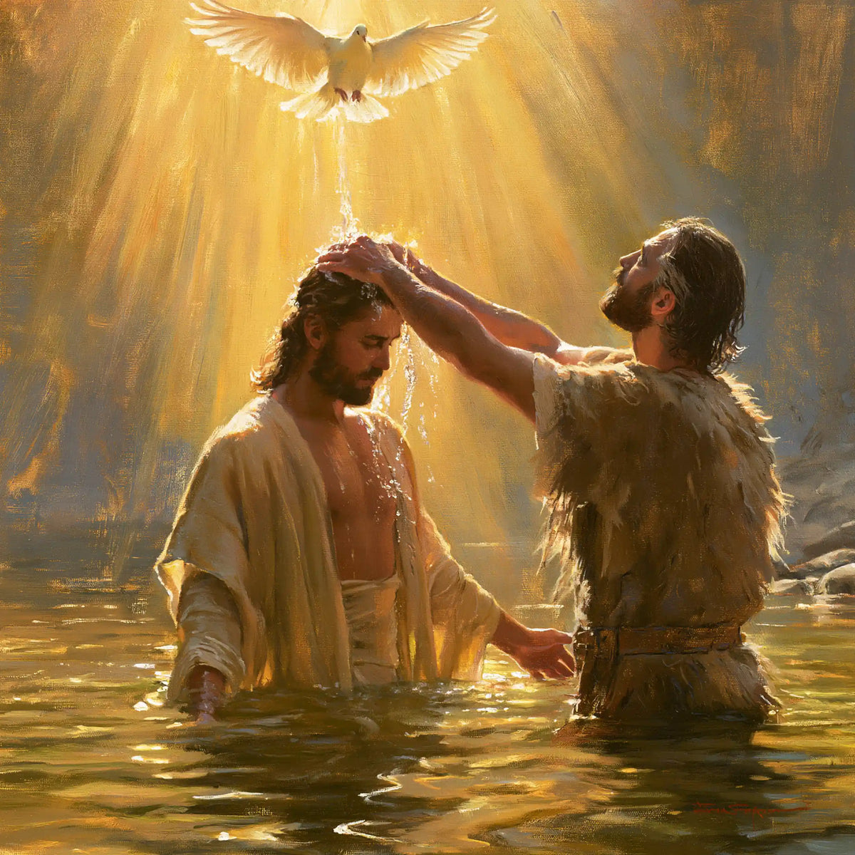 The Baptism of Jesus – Sacred Gold · Standing in the Jordan · Square no. 5