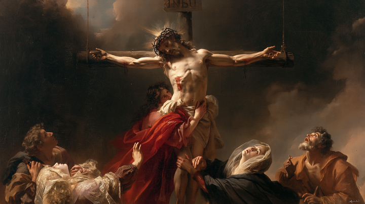 The Crucifixion — The Red Cloth between Faithful Hands