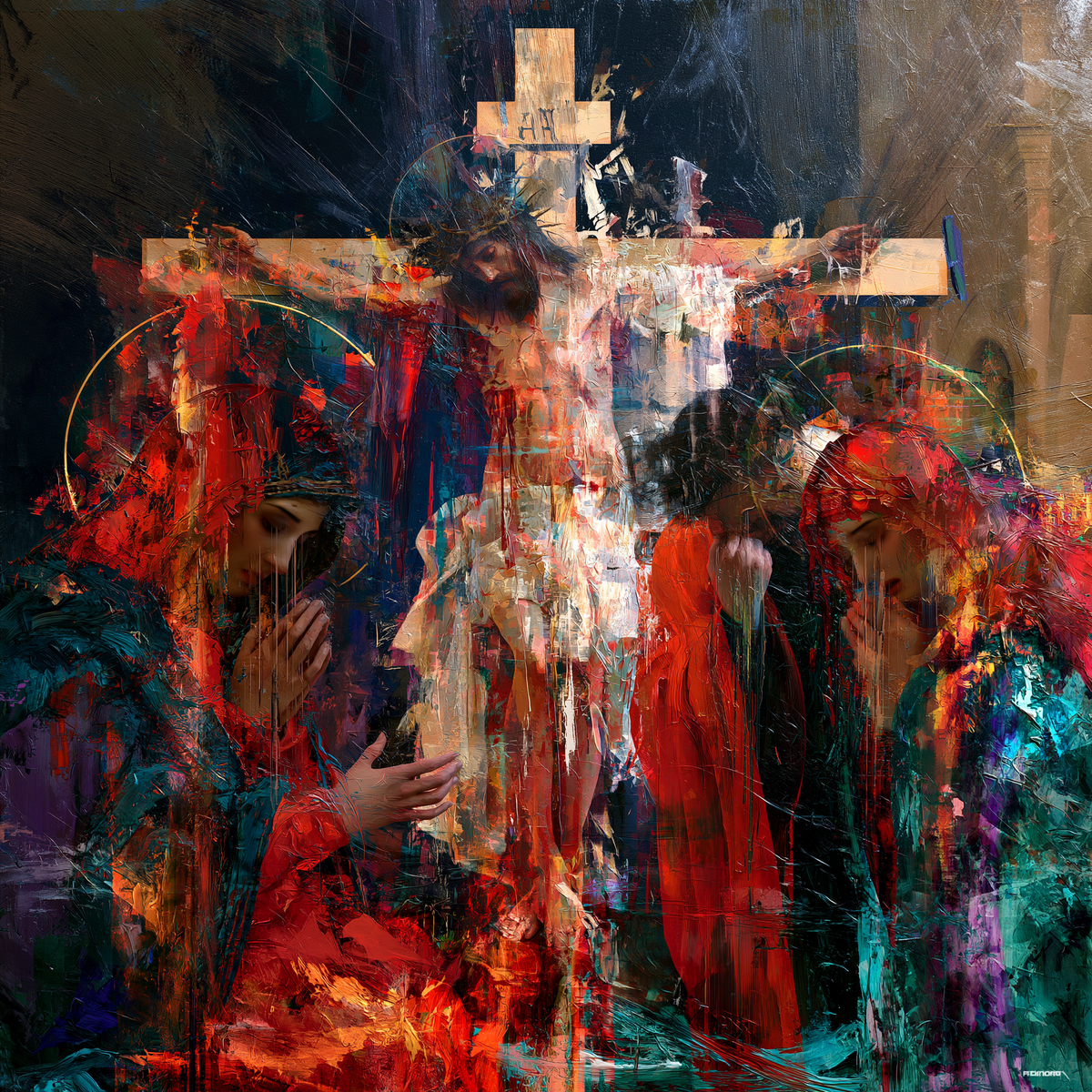 Die Kreuzigung - Expressionist · Carré n° 2 - Christliche Kunst