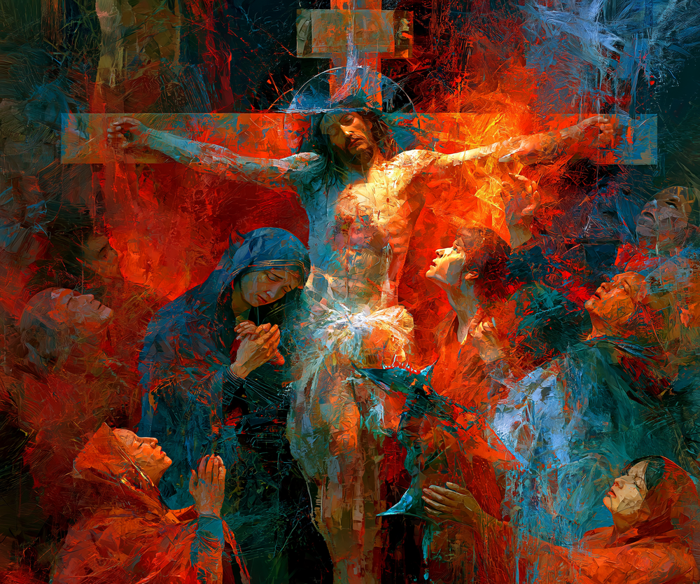 Die Kreuzigung - Expressionist · Landschaft n° 3 - Christliche Kunst