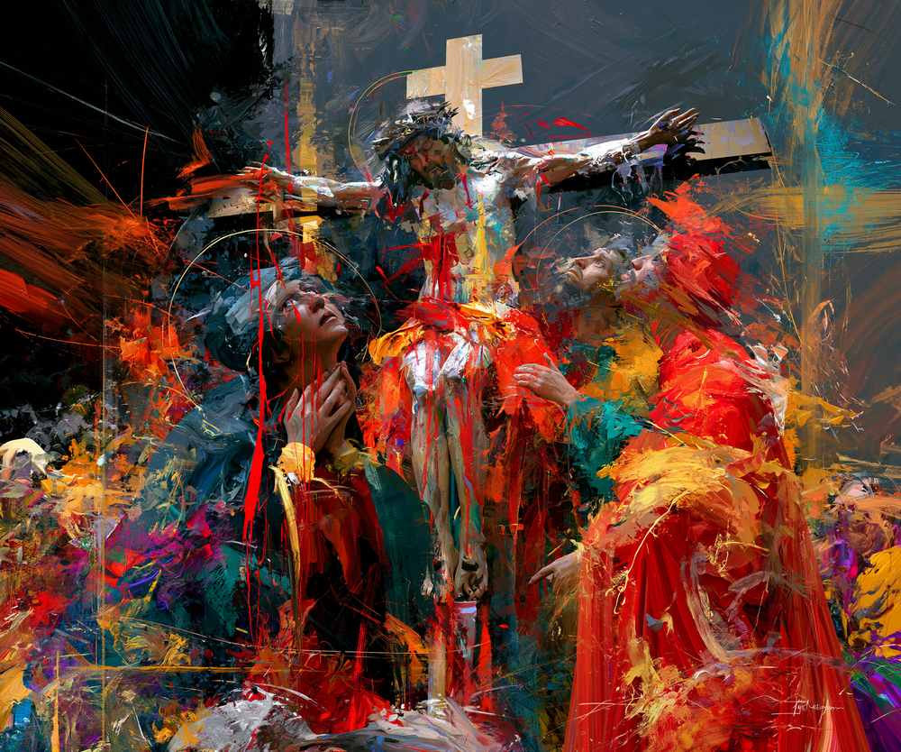 Die Kreuzigung - Expressionist · Landschaft n° 7 - Christliche Kunst