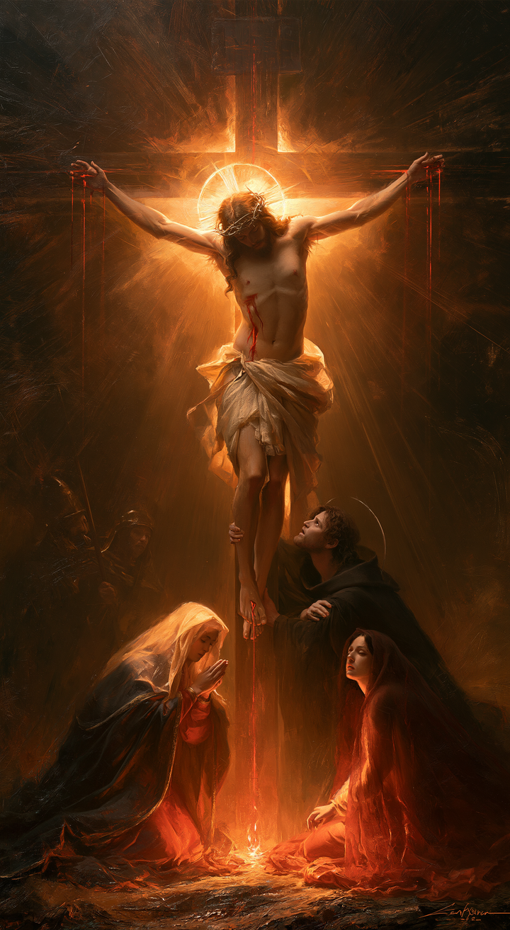 The Crucifixion — The Burning Crown and the Three Watchers
