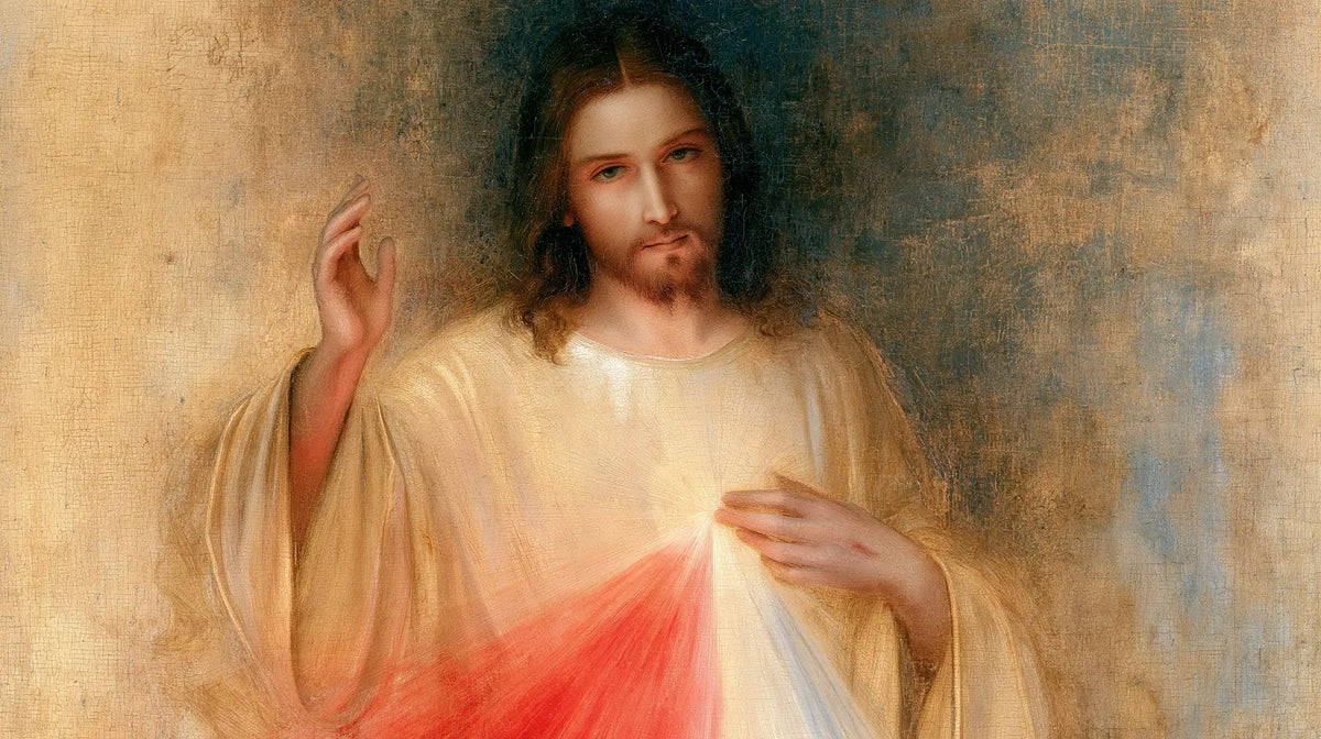Divine Mercy Jesus — Radiance Against the Ochre Wall