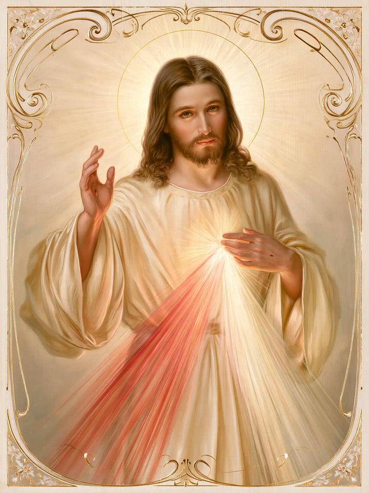 Divine Mercy Jesus — The Pure Circle in the Cream Setting