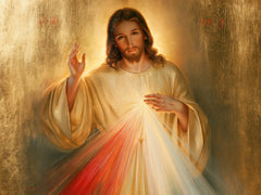 Jesus der Göttlichen Barmherzigkeit — Der Heiligenschein in der bernsteinfarbenen Patina