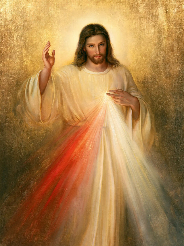 Divine Mercy Jesus — Red Within Golden Stillness
