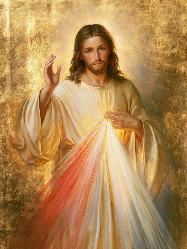 Jesus der Göttlichen Barmherzigkeit — Der Heiligenschein mit Perlenschimmer