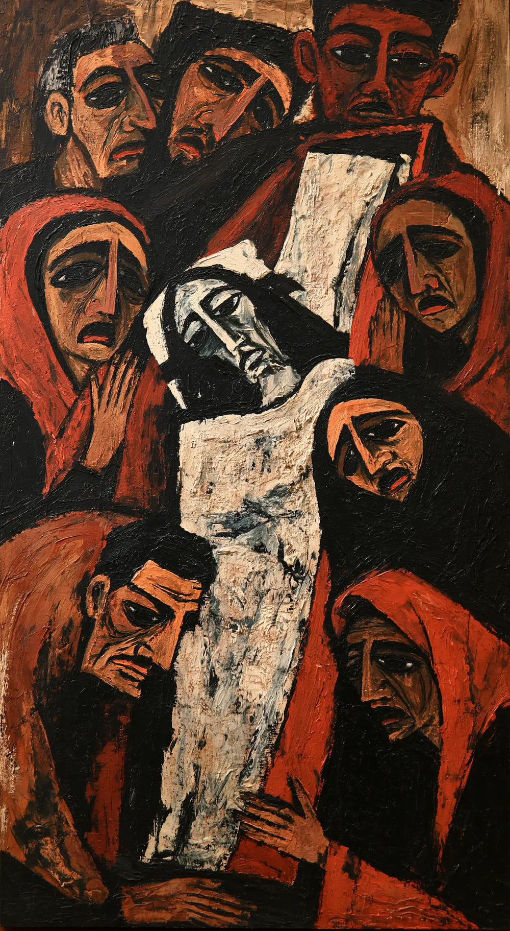 Entombment of Jesus Christ in Expressionist style, portrait Christian artwork no. 5