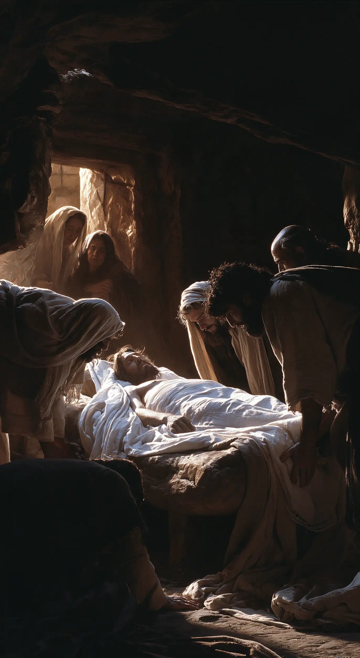 The Entombment of Jesus Christ — Daylight Brushing the Folds