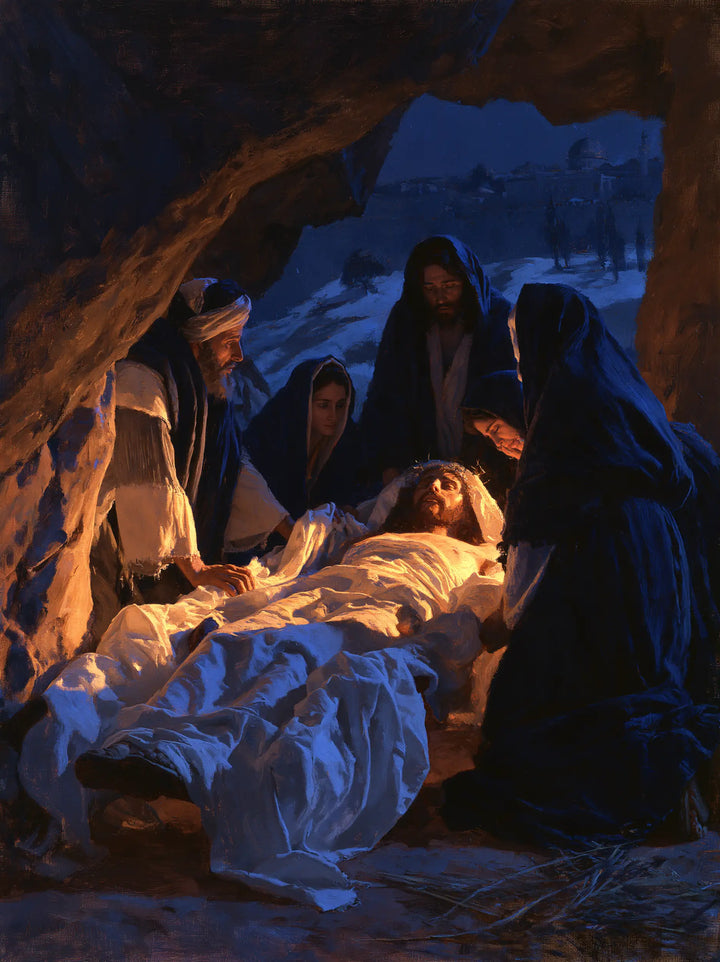 The Entombment of Jesus Christ — Blue at the Foot of the Glowing Cloth