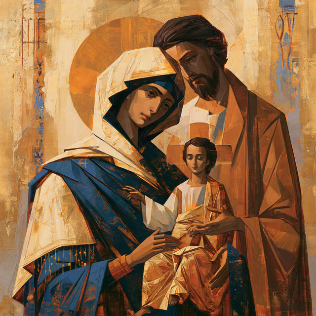 The Holy Family — Gold Around the Bowed Faces