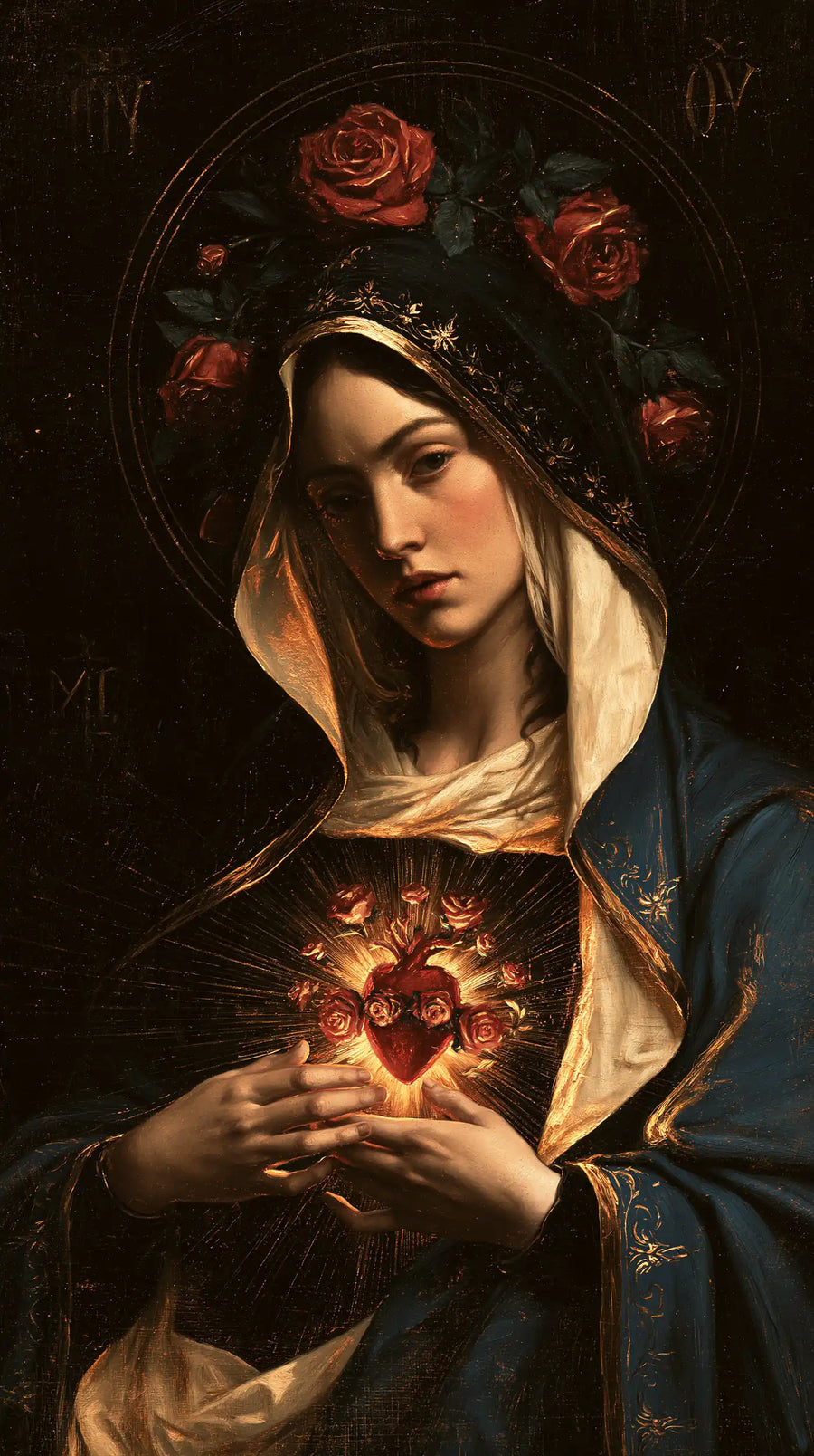Immaculate Heart of Mary - Black and Gold · Portrait n° 10