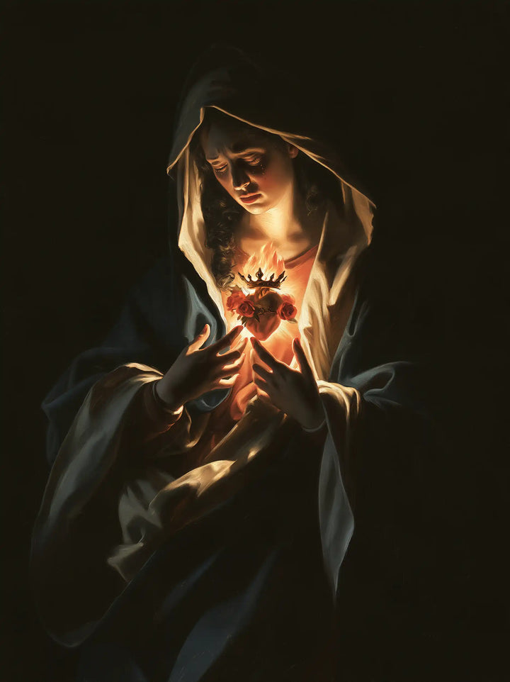The Immaculate Heart of Mary — Fingers Reaching Toward the Little Ember