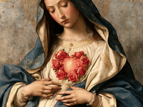 the Immaculate Heart of Mary in Florentine Renaissance style in Florentine Renaissance style, landscape Christian artwork no. 10