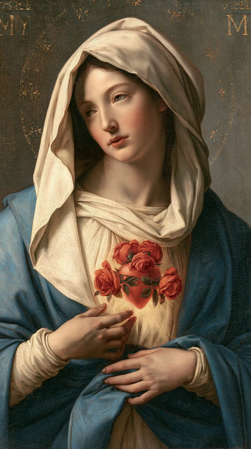 the Immaculate Heart of Mary in Florentine Renaissance style in Florentine Renaissance style, portrait Christian artwork no. 8