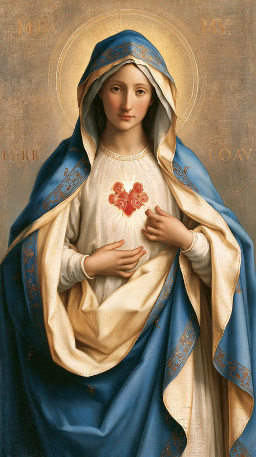 the Immaculate Heart of Mary in Florentine Renaissance style in Florentine Renaissance style, portrait Christian artwork no. 9