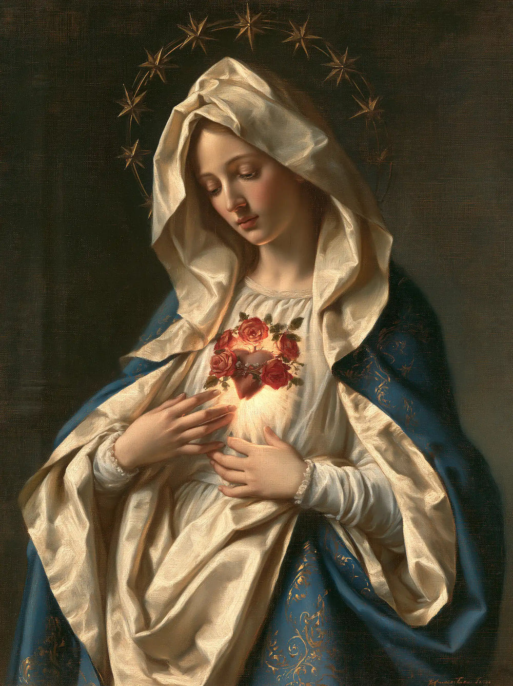 the Immaculate Heart of Mary in Florentine Renaissance style in Florentine Renaissance style, portrait Christian artwork no. 19