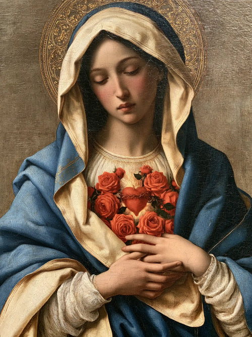 the Immaculate Heart of Mary in Florentine Renaissance style in Florentine Renaissance style, portrait Christian artwork no. 24