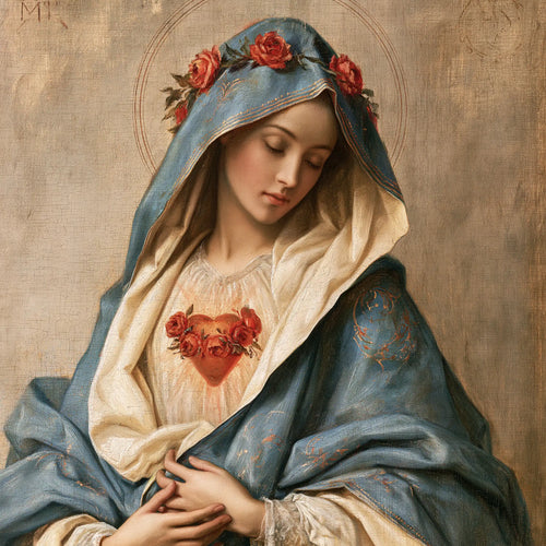 the Immaculate Heart of Mary in Florentine Renaissance style in Florentine Renaissance style, square Christian artwork no. 1