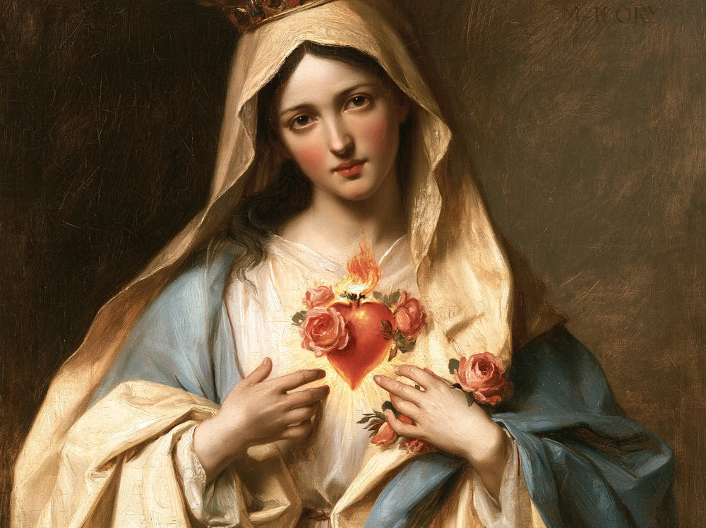 Mary with the Immaculate Heart as the central symbol in The Heart as Central Symbol style, landscape Christian artwork no. 8