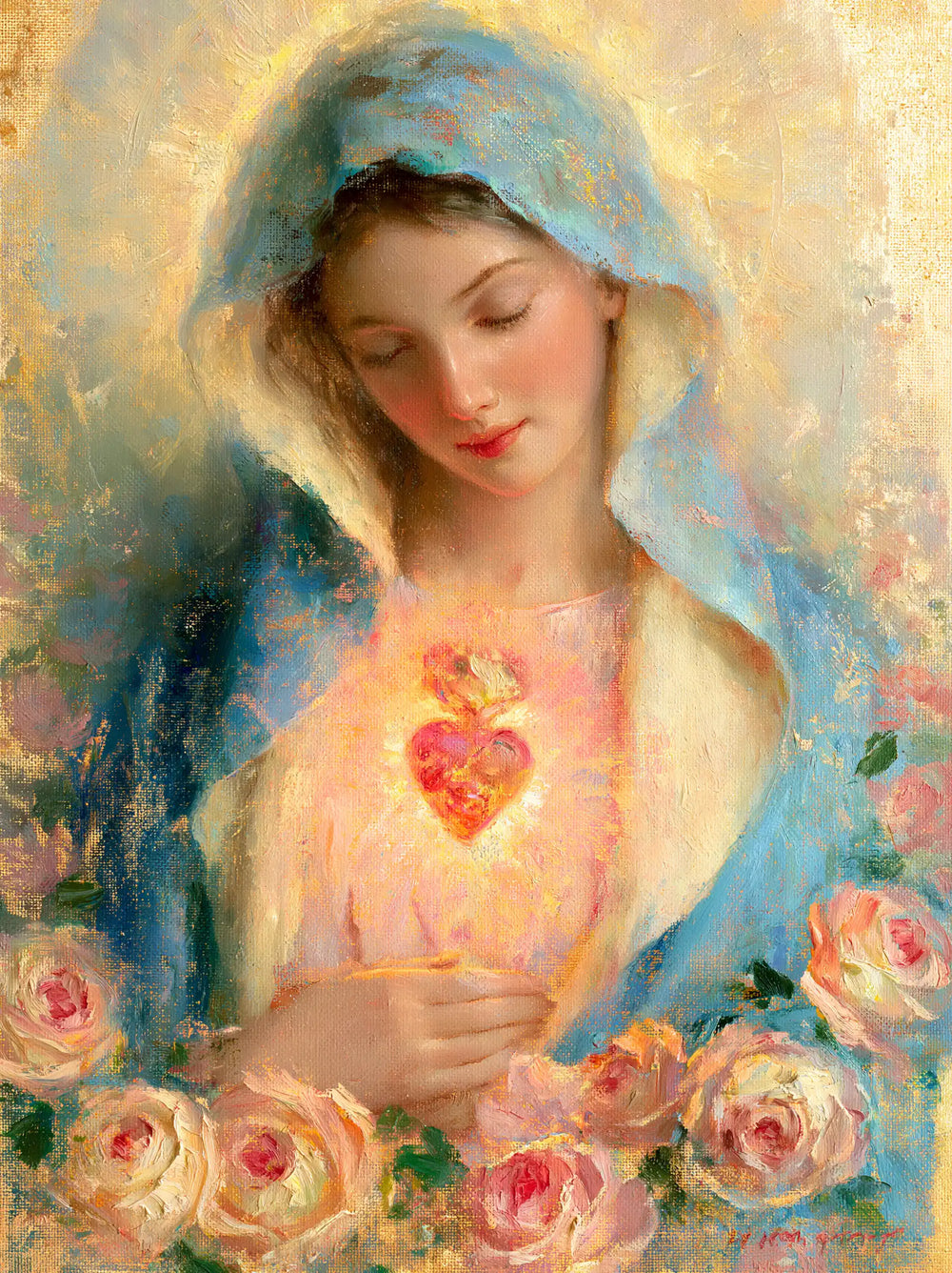 the Immaculate Heart of Mary in an impressionist atmosphere in Impressionist style, portrait Christian artwork no. 12