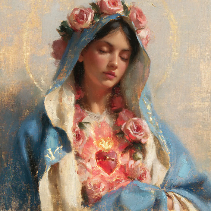 The Immaculate Heart of Mary — The Pink Wreath in Blue Silence