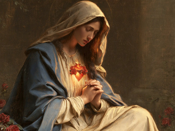 The Immaculate Heart of Mary — Dark Hair Above Clasped Fingers