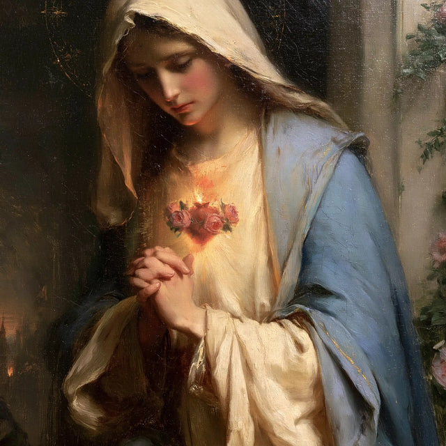 Immaculate Heart of Mary - Mary in Prayer with the Immaculate Heart · Square n° 8