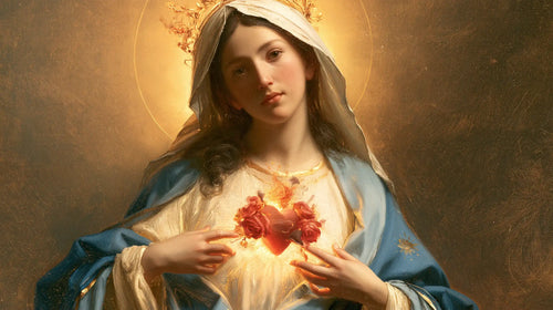 the peace and purity of the Immaculate Heart of Mary in Peace and Purity of Mary's Heart style, landscape Christian artwork no. 19