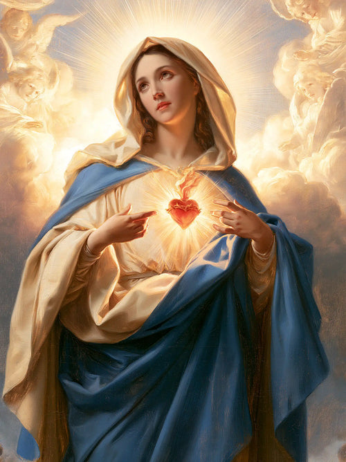 the Immaculate Heart of Mary in a monumental sacred view in Sacred Monumental View style, portrait Christian artwork no. 13