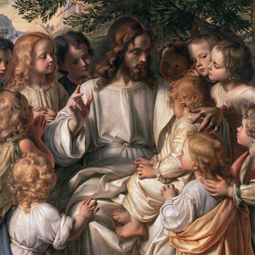 Jesus with children in Florentine Renaissance style in Florentine Renaissance style, square Christian artwork no. 3
