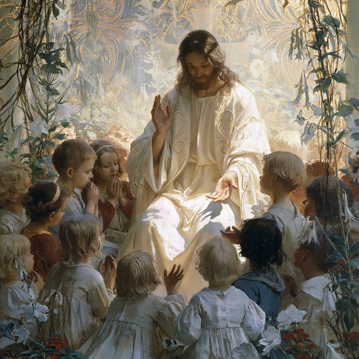 Jesus and the Children - Sacred Art Nouveau · Square n° 2