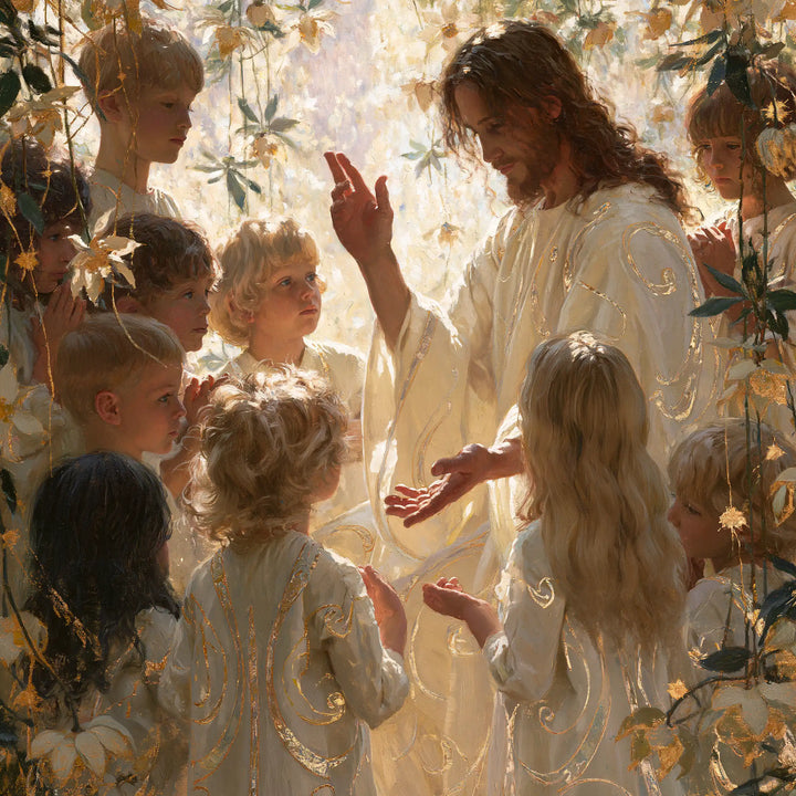 Jesus and the Children - Sacred Art Nouveau · Square n° 4