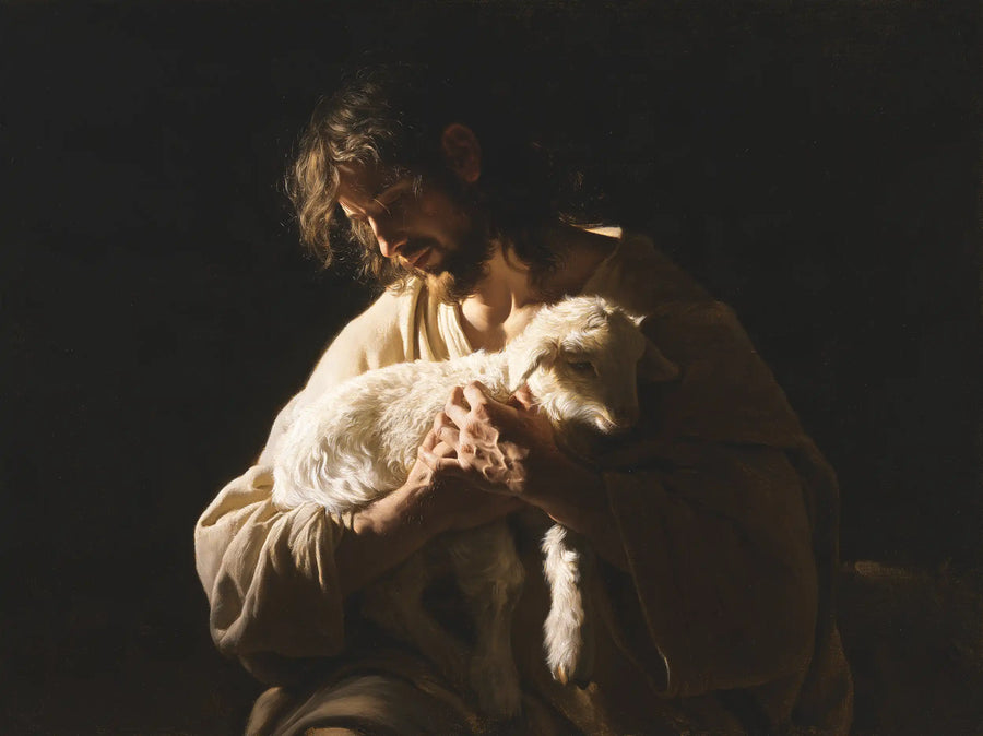Jesus and the Lamb - Caravaggio Tenebrism · Landscape n° 1