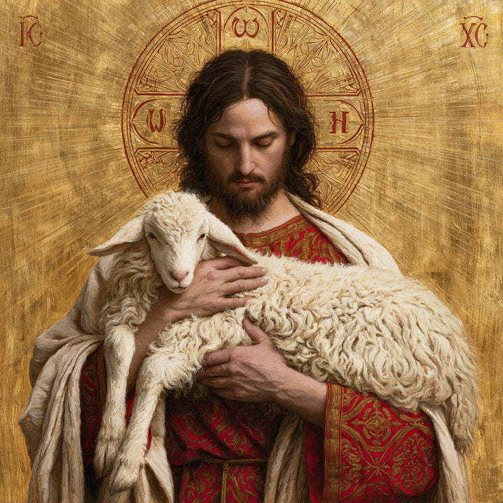Jesus and the Lamb - Contemporary Byzantine · Square n° 4