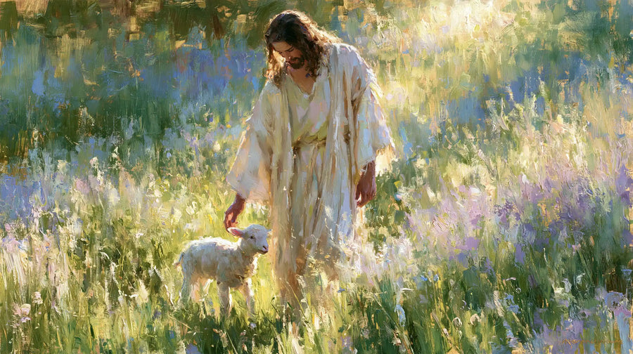 Jesus and the Lamb - Impressionist · Landscape n° 15